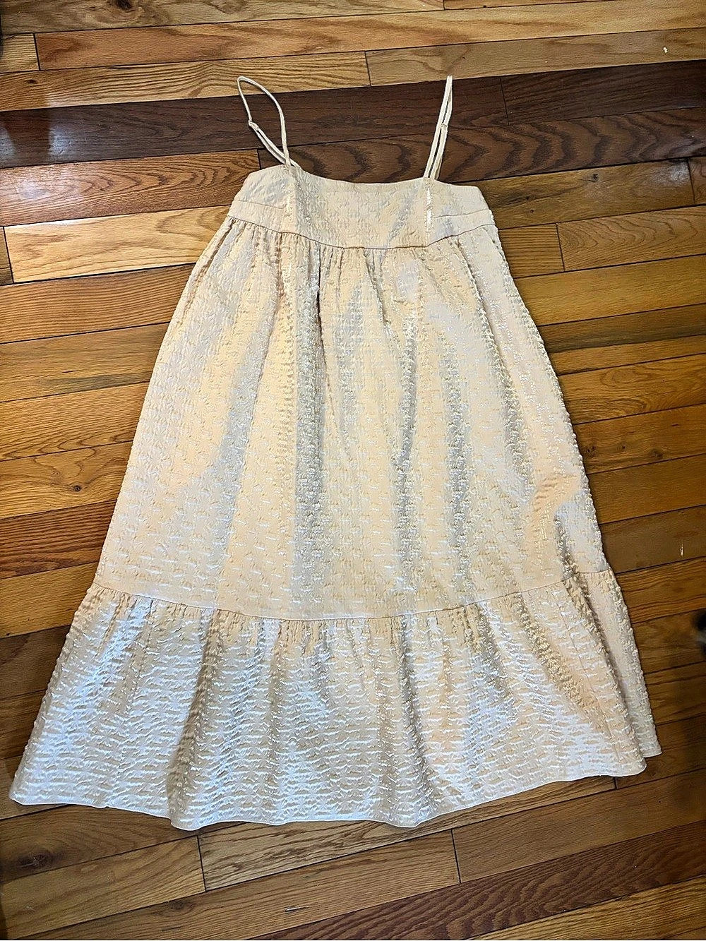 KHAKI Textured Maxi Dress in Cream Size Small Like New worn once
